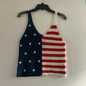 Moon & Madison Stars & Stripes Tank Top – Size Large Crochet detailing